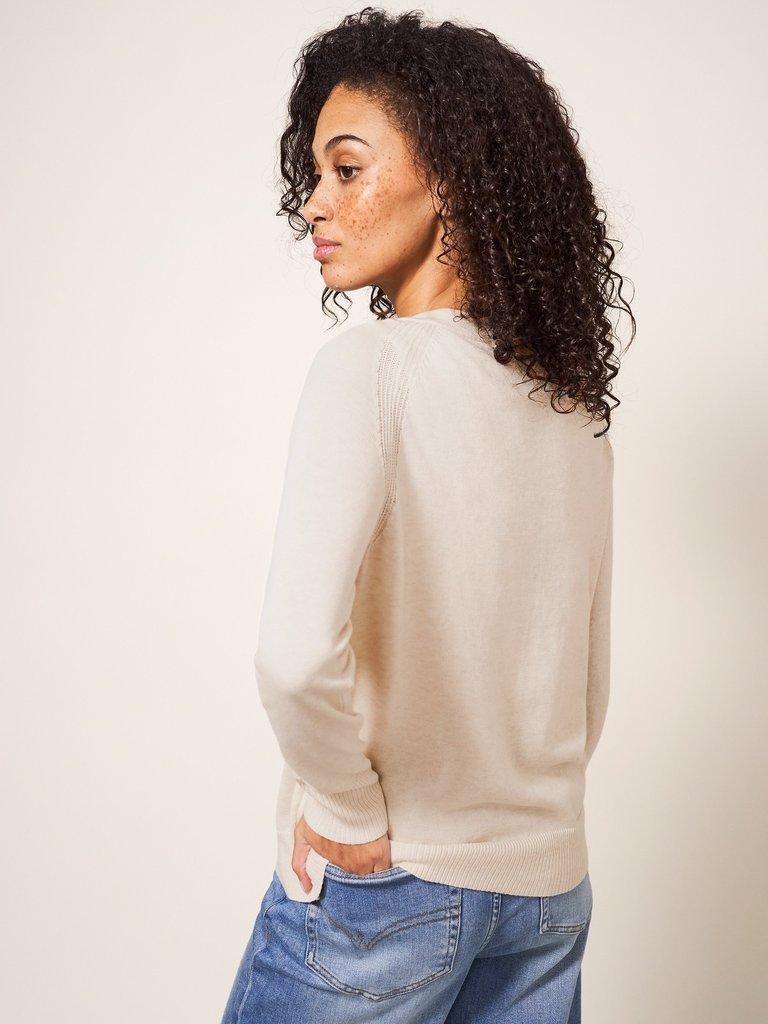 LULU CARDI in NAT WHITE - MODEL BACK